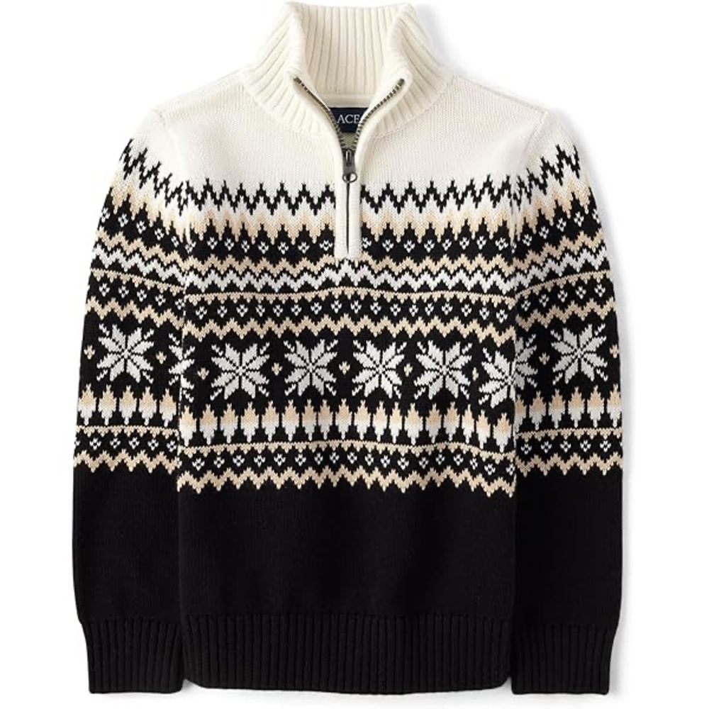 Black and White Patterned boys Sweater
